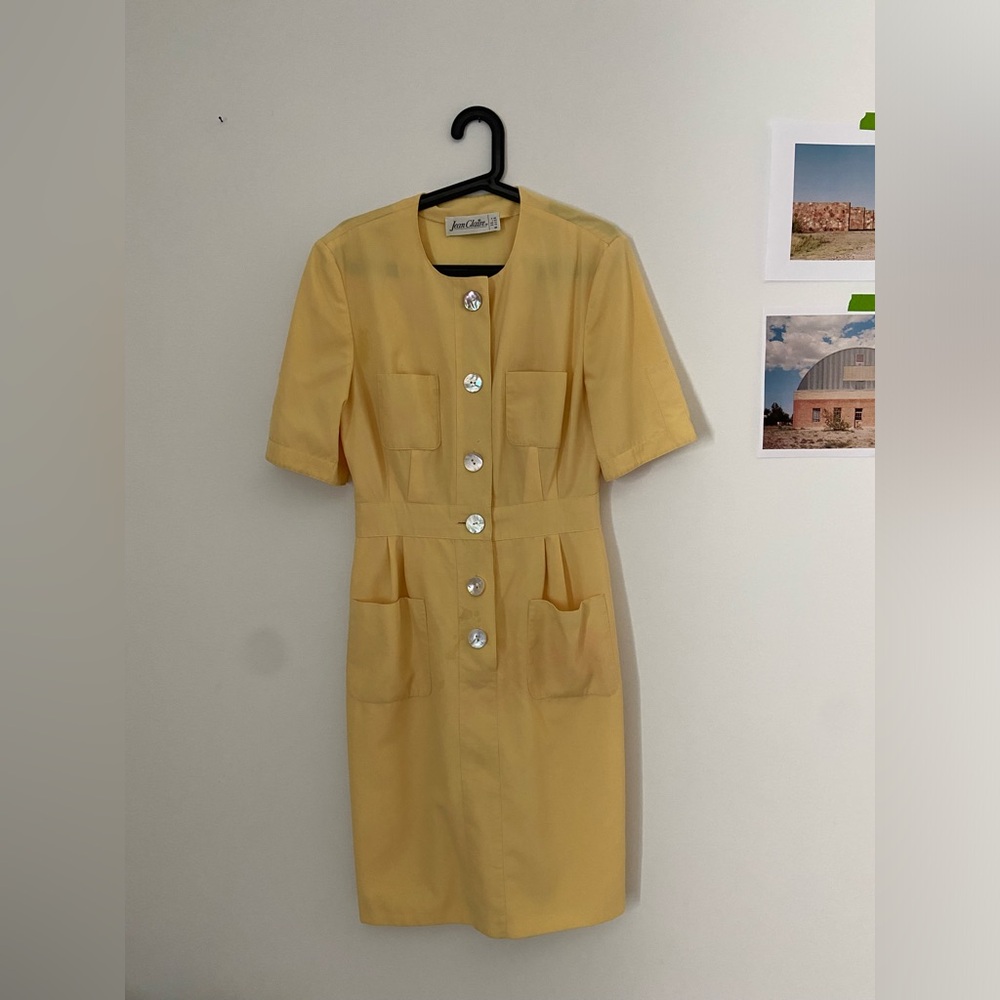 Vintage Wool Short Sleeved Button Up Dress